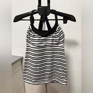 Lululemon Scoop Me Up Tank II Twin Stripe Black White Built-In Bra
